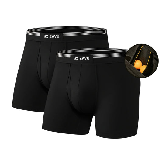 (2 Pack) Anti - Chafe Pouch Boxer Brief – Black - Zavu