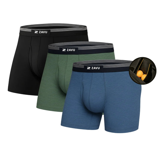 (3 Pack) Anti - Chafe Pouch Boxer Briefs - Zavu