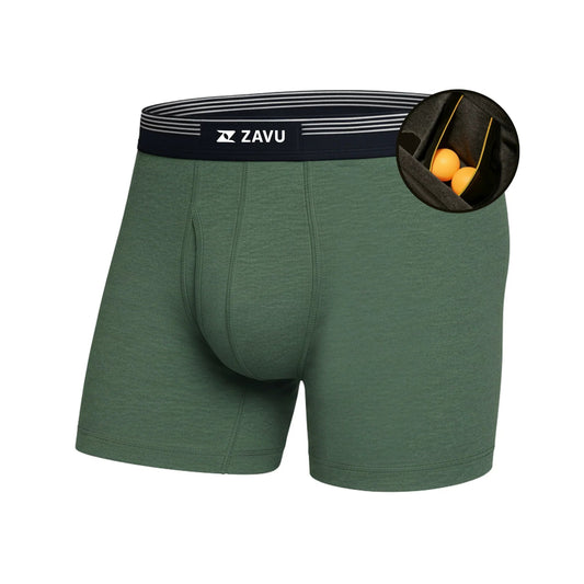 Anti - Chafe Pouch Boxer Brief – Green Melange - Zavu